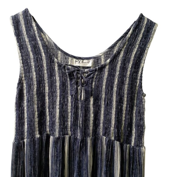 Vintage FX Fashions Jumpsuit Womens Large Navy Stripe Wide Leg Tie Sleeveless - Picture 5 of 8